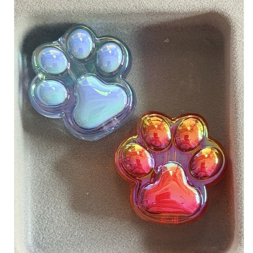 #8121 2 Piece Large Acrylic Pawprint Bead - for Beadable Items